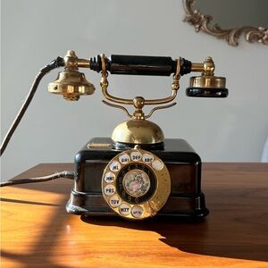 * SOLD * Vintage French Style Brass Rotary Telephone